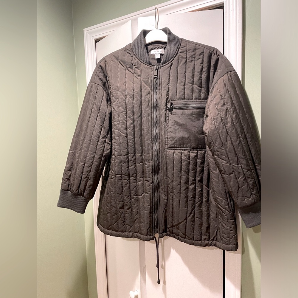 Top shop quilted jacket. Rich olive. Size M 8-10 petite